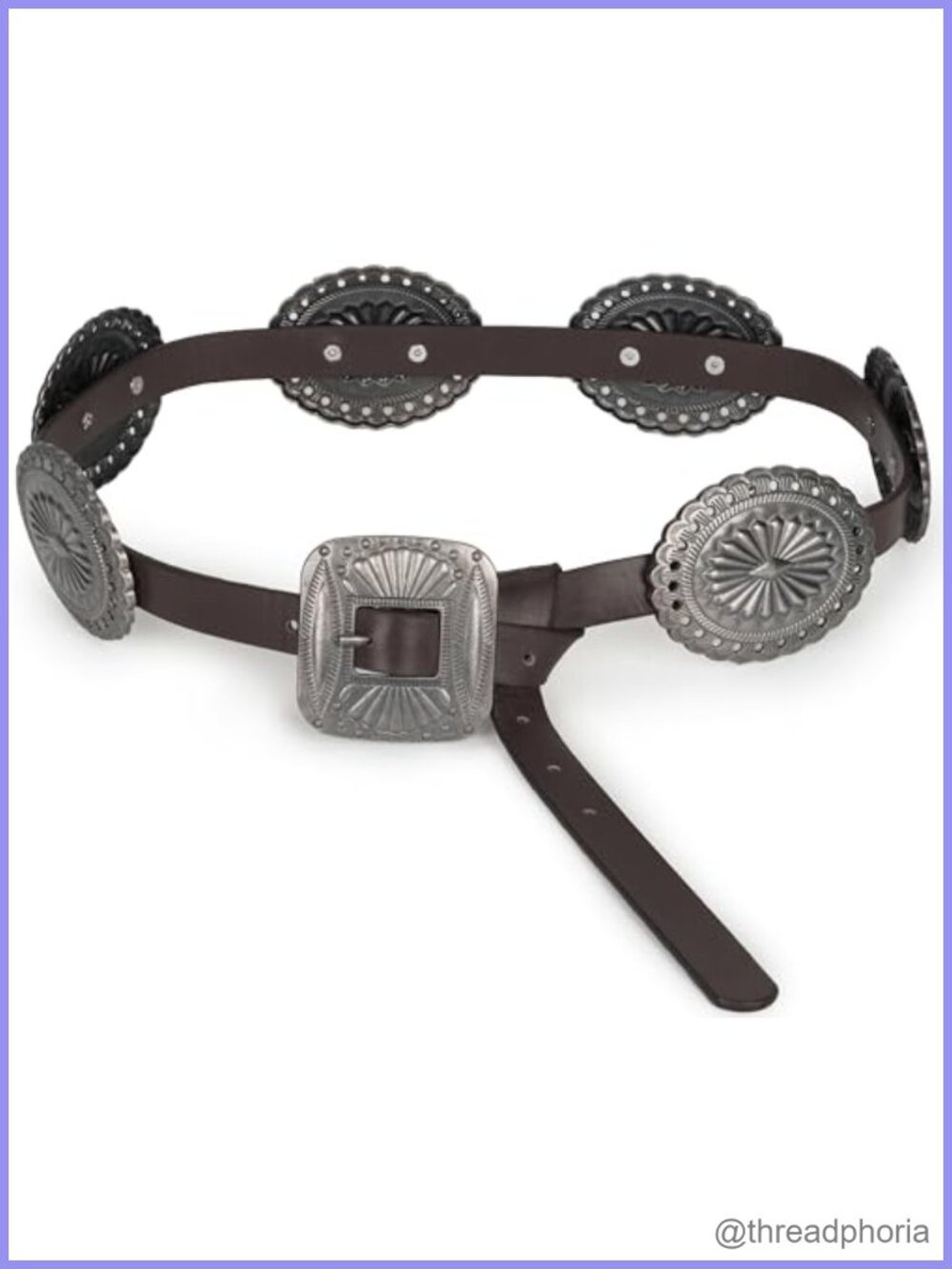 Western Boho PU Leather Waist Belt Vintage Silver Buckle Cowgirl